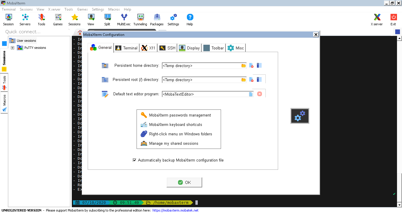 MobaXterm settings